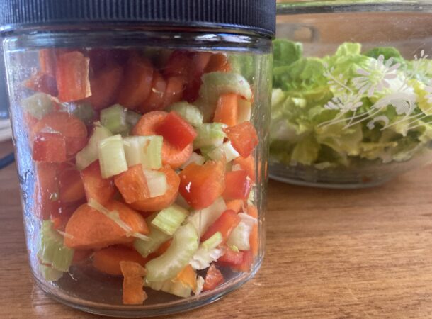 jar of chopped vegetables