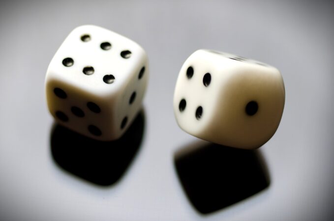 Vignette of dice with shadow.